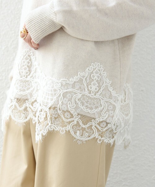 SHIPS(シップス)の「【WEB限定】〈手洗い可能〉レーストリム スキッパー ポロ襟 ニット(ニット/セーター・レディース・ダークグレー/ライトイエロー/オフホワイト/ブラウン・ONE SIZE)」の20枚目の写真