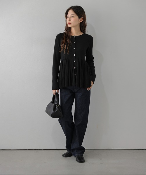 Lajour（ラジュール）の「日本製 ペプラムカーディガン/フレア/リブニット（カーディガン/ボレロ・レディース・グレー/ブラウン/ベージュ/ブラック・フリー）」の5枚目の写真