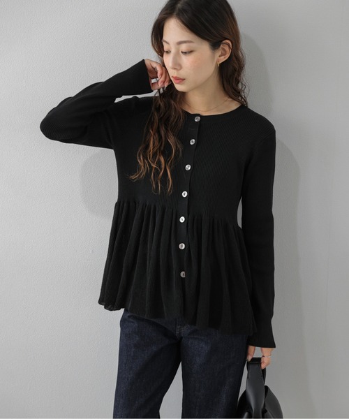 Lajour（ラジュール）の「日本製 ペプラムカーディガン/フレア/リブニット（カーディガン/ボレロ・レディース・グレー/ブラウン/ベージュ/ブラック・フリー）」の7枚目の写真