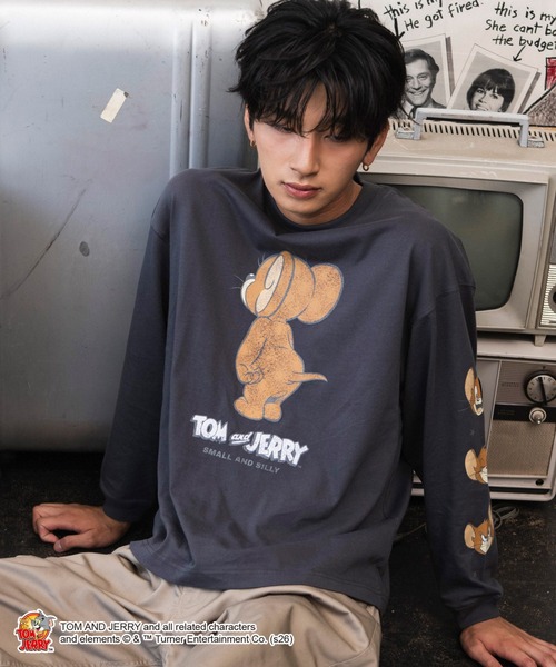 Tom&Jerry(トムアンドジェリー)の「WEGO/【26年秋冬新作】TOM and JERRYグラフィックT(LS)(Tシャツ/カットソー・メンズ・スミクロ/ホワイト・LARGE/MEDIUM)」の2枚目の写真