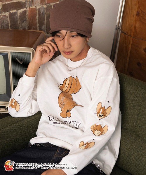 Tom&Jerry(トムアンドジェリー)の「WEGO/【26年秋冬新作】TOM and JERRYグラフィックT(LS)(Tシャツ/カットソー・メンズ・スミクロ/ホワイト・LARGE/MEDIUM)」の4枚目の写真