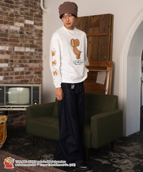 Tom&Jerry(トムアンドジェリー)の「WEGO/【26年秋冬新作】TOM and JERRYグラフィックT(LS)(Tシャツ/カットソー・メンズ・スミクロ/ホワイト・LARGE/MEDIUM)」の6枚目の写真