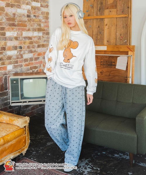 Tom&Jerry(トムアンドジェリー)の「WEGO/【26年秋冬新作】TOM and JERRYグラフィックT(LS)(Tシャツ/カットソー・メンズ・スミクロ/ホワイト・LARGE/MEDIUM)」の8枚目の写真