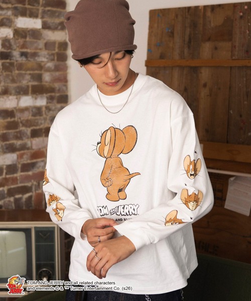 Tom&Jerry(トムアンドジェリー)の「WEGO/【26年秋冬新作】TOM and JERRYグラフィックT(LS)(Tシャツ/カットソー・メンズ・スミクロ/ホワイト・LARGE/MEDIUM)」の14枚目の写真