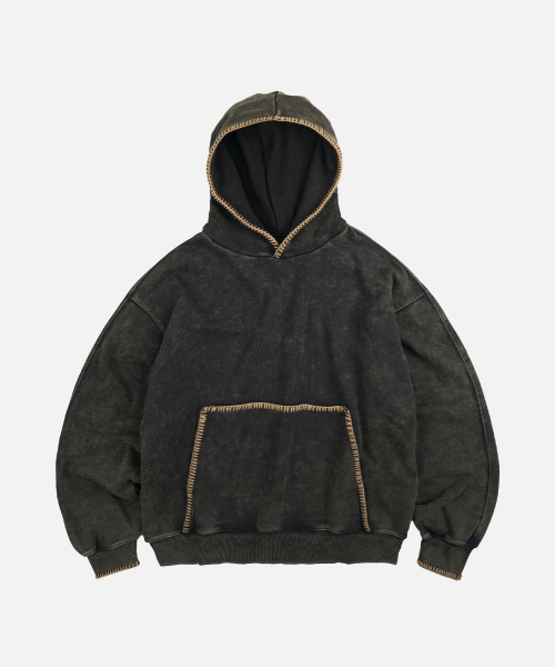 NEEDLE STITCH PULLOVER HOODY _ BLACK BROWN（パーカー）｜FRIZMWORKS