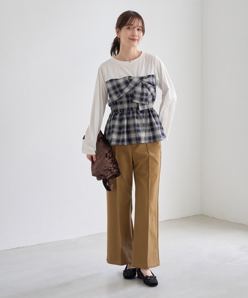 ROPE' PICNIC(ロペピクニック)の「ウエスト革命 美フレア裏起毛パンツ/ウエストゴム(その他パンツ・レディース・ブラック/キャメル・M/L/S)」の10枚目の写真