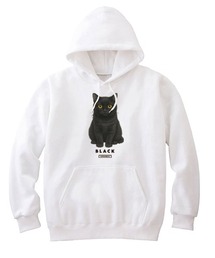 Moftique（モフティック） プルパーカー スウェット 裏毛 黒猫 キャット ペット アニマル プリント トップス メンズ ユニセックス