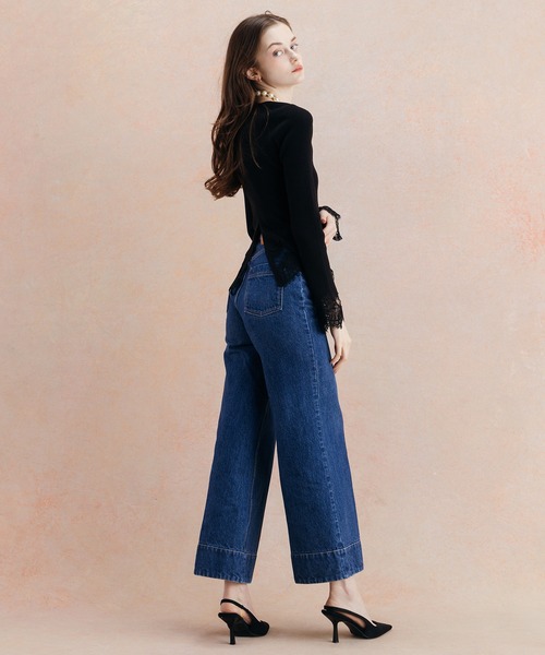 EIMY ISTOIRE（エイミーイストワール）の「LACE TRIM KNIT TOPS（ニット/セーター・レディース・ピンクベージュ/ブラック・FREE）」の9枚目の写真
