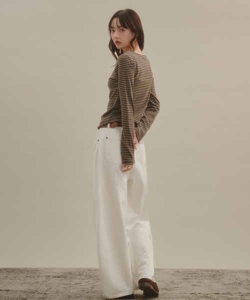 apres jour mignon(アプレジュールミニョン)の「ヘンリーネックロングスリーブプルオーバー(Tシャツ/カットソー・レディース・ボルドー/ダークブラウン/ネイビー/アイボリー/グレー/ブラウン系その他・フリー/LARGE)」の9枚目の写真