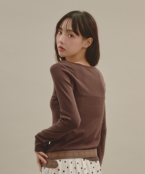 apres jour mignon(アプレジュールミニョン)の「ヘンリーネックロングスリーブプルオーバー(Tシャツ/カットソー・レディース・ボルドー/ダークブラウン/ネイビー/アイボリー/グレー/ブラウン系その他・フリー/LARGE)」の14枚目の写真