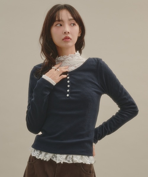 apres jour mignon(アプレジュールミニョン)の「ヘンリーネックロングスリーブプルオーバー(Tシャツ/カットソー・レディース・ボルドー/ダークブラウン/ネイビー/アイボリー/グレー/ブラウン系その他・フリー/LARGE)」の17枚目の写真