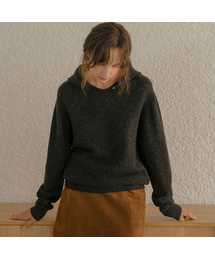 Wholegarment Wool hood Knit [TIFA06SW04]_Charcoal