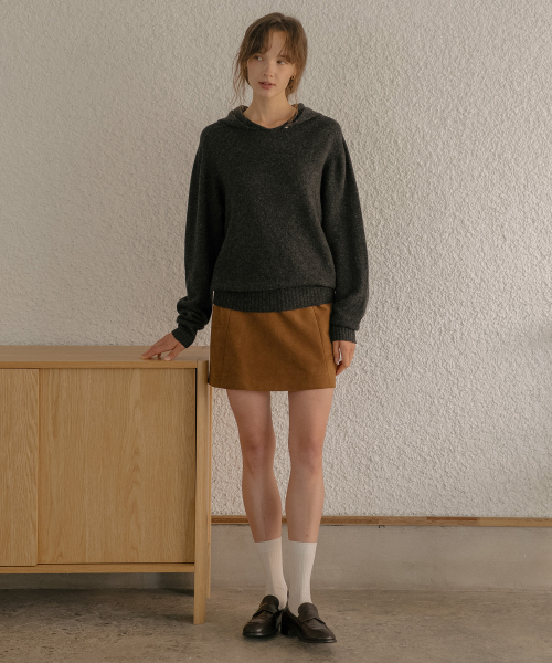 TILL I DIE（ティルアイダイ）の「Wholegarment Wool hood Knit [TIFA06SW04]_Charcoal（ニット/セーター・レディース・ダークグレー・FREE）」の2枚目の写真