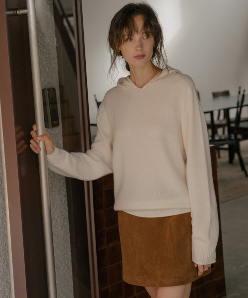TILL I DIE（ティルアイダイ）の「Wholegarment Wool hood Knit [TIFA06SW04]_Charcoal（ニット/セーター・レディース・ダークグレー・FREE）」の3枚目の写真