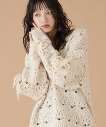 【9.19(土)0:00発売】ハンドフラワーモチーフニット