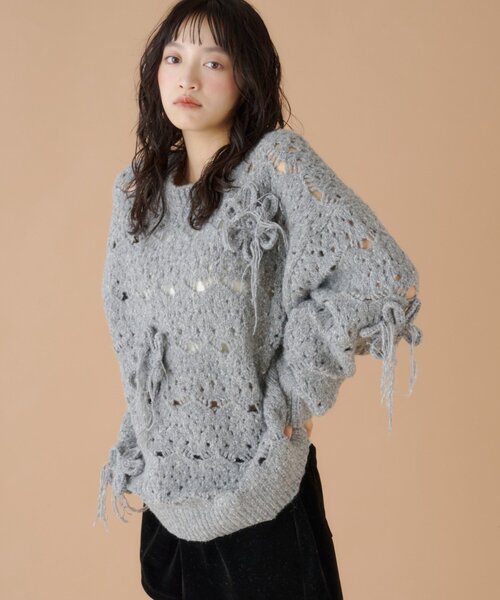 Kastane(カスタネ)の「【9.19(土)0:00発売】ハンドフラワーモチーフニット(ニット/セーター・レディース・カーキ/グレー/アイボリー・FREE)」の19枚目の写真