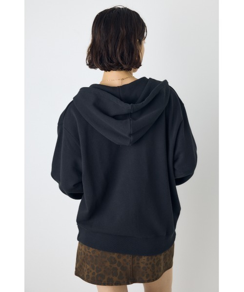 AZUL by moussy(アズールバイマウジー)の「ダブルジップアソートロゴフーディ 秋服 冬服 春服 ジップパーカー(パーカー・レディース・ブラック/杢グレー・FREE)」の7枚目の写真