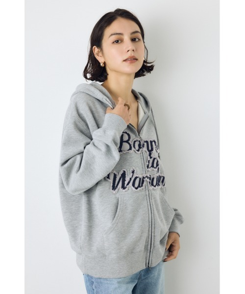 AZUL by moussy(アズールバイマウジー)の「ダブルジップアソートロゴフーディ 秋服 冬服 春服 ジップパーカー(パーカー・レディース・ブラック/杢グレー・FREE)」の16枚目の写真