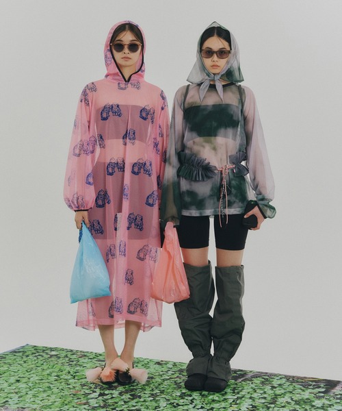 NON TOKYO(ノントーキョー)の「PRINT MESH PULLOVER & SCARF(Tシャツ/カットソー・レディース・ピンク/グリーン・FREE)」の3枚目の写真