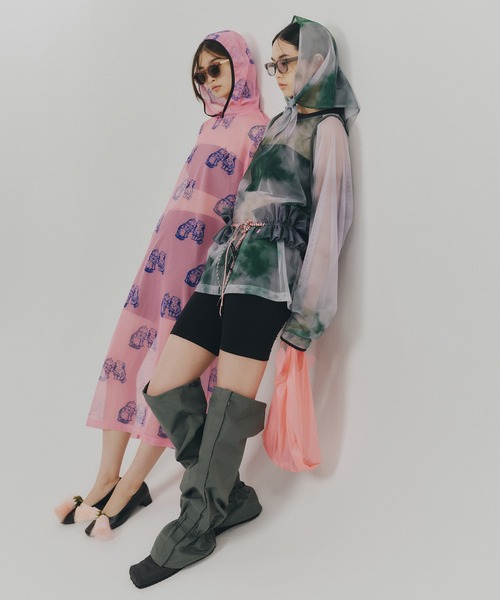 NON TOKYO(ノントーキョー)の「PRINT MESH PULLOVER & SCARF(Tシャツ/カットソー・レディース・ピンク/グリーン・FREE)」の4枚目の写真