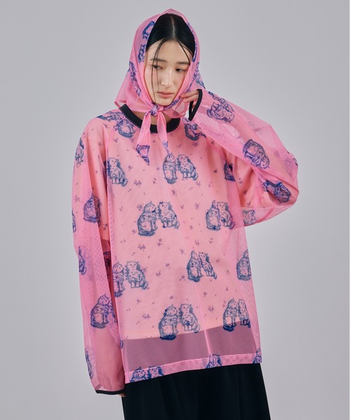 NON TOKYO(ノントーキョー)の「PRINT MESH PULLOVER & SCARF(Tシャツ/カットソー・レディース・ピンク/グリーン・FREE)」の6枚目の写真