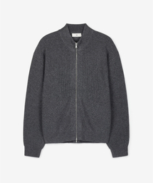 Cashmere Blend Full-Zip Knit Top (Charcoal) TNSW6F113CG