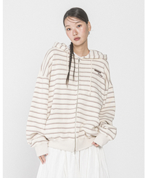 FF STRIPE ZIP UP HOOD(IVORY)