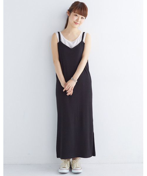haco!（ハコ）の「重ね着も楽しいリブロングキャミワンピース（ワンピース・レディース・ベージュ/ブラック・MEDIUM/X-LARGE/SMALL/LARGE）」の14枚目の写真