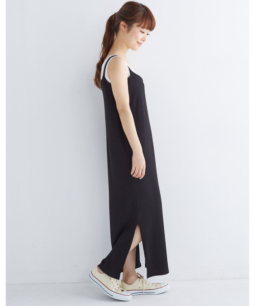haco!（ハコ）の「重ね着も楽しいリブロングキャミワンピース（ワンピース・レディース・ベージュ/ブラック・MEDIUM/X-LARGE/SMALL/LARGE）」の3枚目の写真