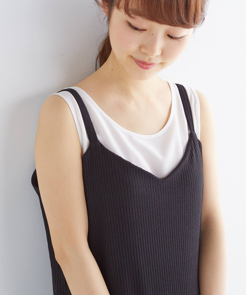 haco!（ハコ）の「重ね着も楽しいリブロングキャミワンピース（ワンピース・レディース・ベージュ/ブラック・MEDIUM/X-LARGE/SMALL/LARGE）」の5枚目の写真