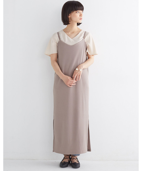 haco!（ハコ）の「重ね着も楽しいリブロングキャミワンピース（ワンピース・レディース・ベージュ/ブラック・MEDIUM/X-LARGE/SMALL/LARGE）」の10枚目の写真