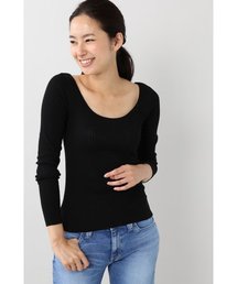 Chere022 ワイドリブ Uネックトップス◆
