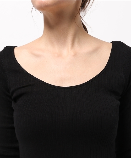 セール】Chere022 ワイドリブ Uネックトップス◇（Tシャツ