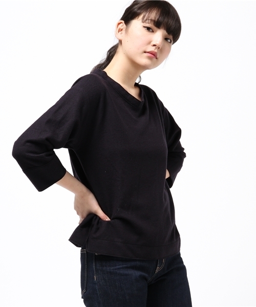 Pao de lo(パオデロ)の「バランシアVネックトップス(Tシャツ/カットソー・レディース・グレー/オフホワイト/ネイビー・9号)」の1枚目の写真