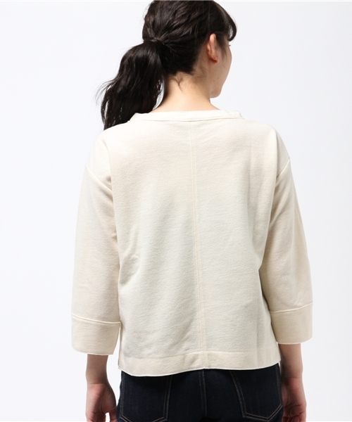 Pao de lo(パオデロ)の「バランシアVネックトップス(Tシャツ/カットソー・レディース・グレー/オフホワイト/ネイビー・9号)」の6枚目の写真