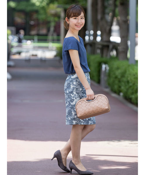 NATURAL BEAUTY BASIC(ナチュラルビューティーベーシック)の「フラワープリントモールジャガードスカート(スカート・レディース・ピンク系その他/ネイビー・X-SMALL/MEDIUM/SMALL)」の2枚目の写真