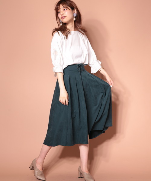 natural couture（ナチュラルクチュール）の「T/Nピーチレースアップカラースカート（スカート・レディース・ピンク/グリーン/ブラウン/マスタード・FREE）」の12枚目の写真