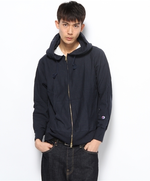 Champion(チャンピオン)の「チャンピオン RW PULLOVER HD リバースウィーブ プルオーバー(パーカー・メンズ・グレー/ネイビー・MEDIUM/LARGE/X-LARGE/SMALL)」の1枚目の写真