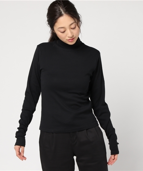 PUNYUS(プニュズ)の「ハイネックロンT(Tシャツ/カットソー・レディース・ホワイト/ブラック・1/2/3/4)」の1枚目の写真