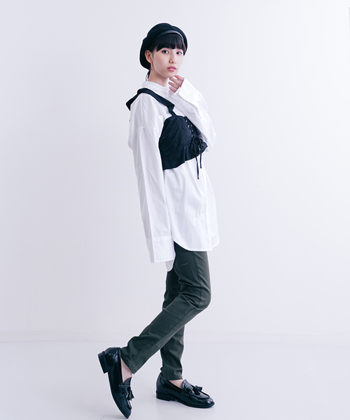 MERLOT（メルロー）の「フリルスピンドルビスチェ1193（キャミソール・レディース・パープル/ブラック/キャメル/カーキ・FREE）」の7枚目の写真