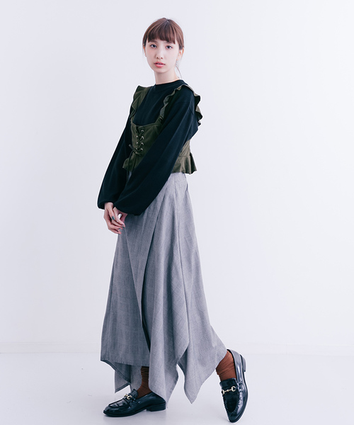 MERLOT（メルロー）の「フリルスピンドルビスチェ1193（キャミソール・レディース・パープル/ブラック/キャメル/カーキ・FREE）」の8枚目の写真