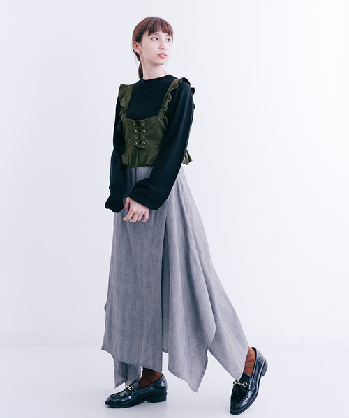 MERLOT（メルロー）の「フリルスピンドルビスチェ1193（キャミソール・レディース・パープル/ブラック/キャメル/カーキ・FREE）」の11枚目の写真