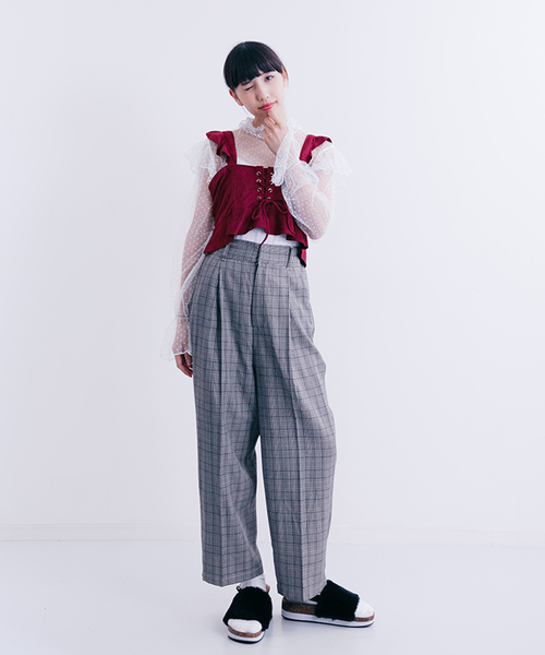 MERLOT（メルロー）の「フリルスピンドルビスチェ1193（キャミソール・レディース・パープル/ブラック/キャメル/カーキ・FREE）」の9枚目の写真