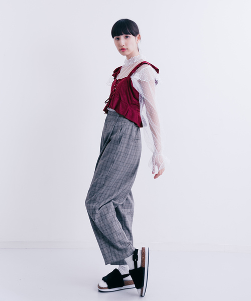 MERLOT（メルロー）の「フリルスピンドルビスチェ1193（キャミソール・レディース・パープル/ブラック/キャメル/カーキ・FREE）」の10枚目の写真