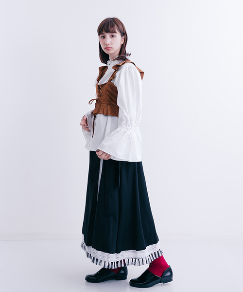 MERLOT（メルロー）の「フリルスピンドルビスチェ1193（キャミソール・レディース・パープル/ブラック/キャメル/カーキ・FREE）」の13枚目の写真