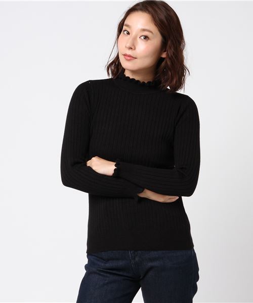 earth music&ecology（アースミュージックアンドエコロジー）の「・ハイネックフリルニットプルオーバー（ニット/セーター・レディース・ライトグレー/ブラック/ダークグリーン/アイボリー/ボルドー/キャメル・S/M）」の14枚目の写真