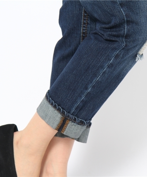 WEGO(ウィゴー)の「9分丈ボーイフレンドクラッシュデニムパンツ(デニムパンツ・レディース・インディゴブルー/ダークインディゴブルー・MEDIUM/LARGE)」の8枚目の写真