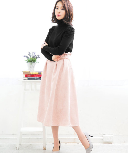 KOBE LETTUCE（コウベレタス）の「女性らしい雰囲気をぐっと高めて！パフショルダータートルネックニットトップス/レディースセーター/長袖[C3102]神戸レタス（ニット/セーター・レディース・ブラック/グレー/ピンク/オフホワイト・FREE）」の8枚目の写真