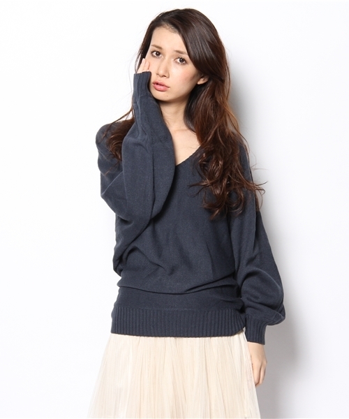 Auntie Rosa（アンティローザ）の「V明きドルマンプルオーバー（Tシャツ/カットソー・レディース・ネイビー/ピンク/ライトブルー/ホワイト・FREE）」の3枚目の写真