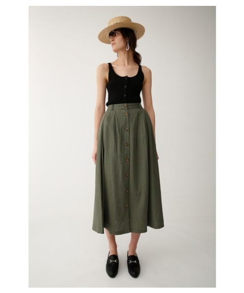 MOUSSY（マウジー）の「FRONT BUTTON FLARE SKIRT（スカート・レディース・オレンジ系その他/ライトカーキ/ブラック/オフホワイト/ライトグレー/イエロー系その他・1/2）」の4枚目の写真